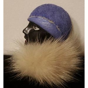 Fancy Vintage Lady Wearing Fur Brooch